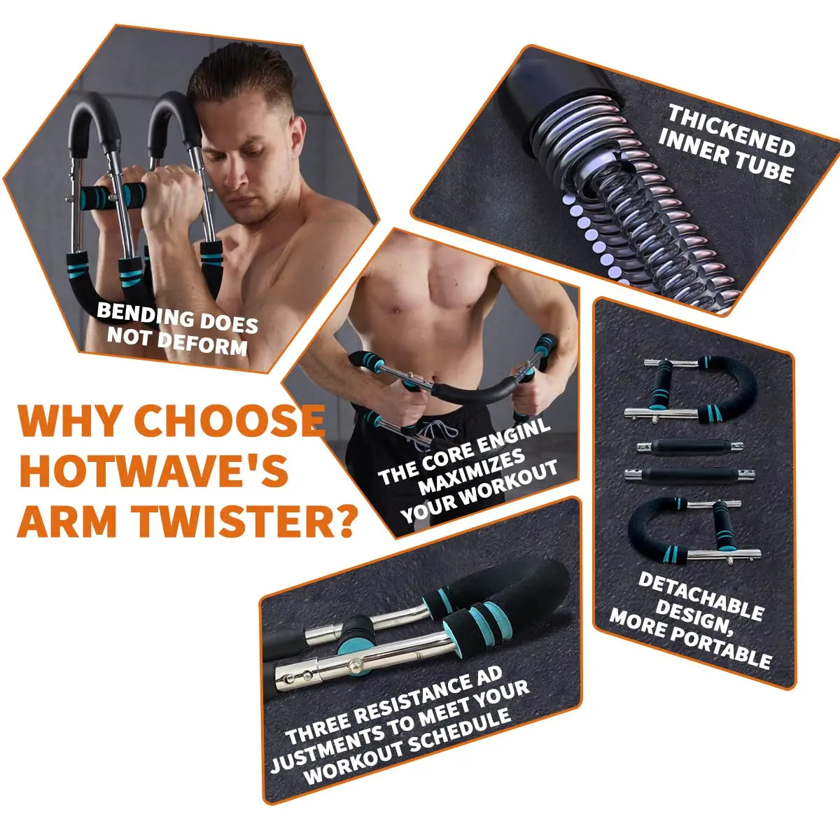 HOTWAVE Arm & Chest Trainer – Adjustable Resistance Home Workout Equipment