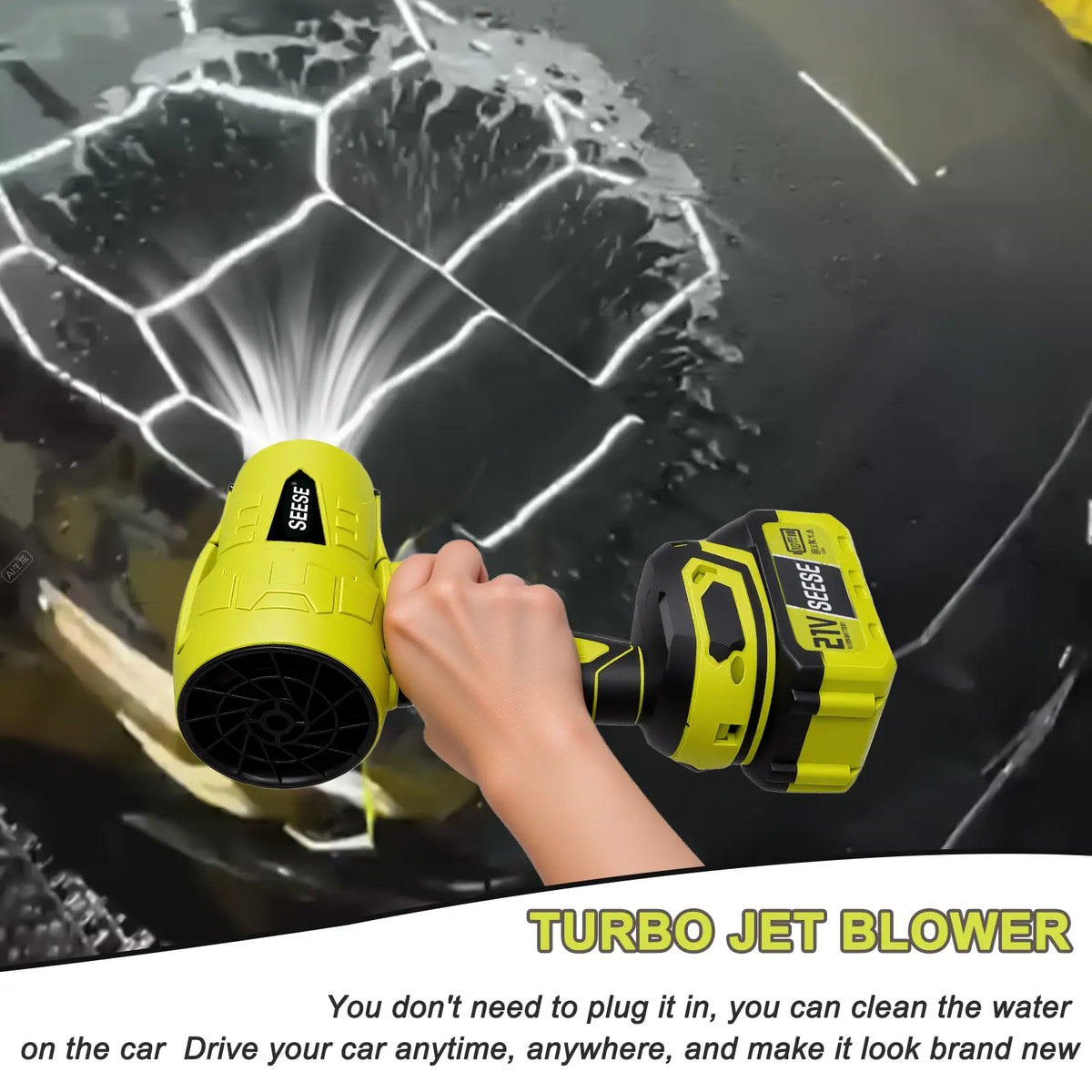Cordless Turbo Jet Blower–High-Power Rechargeable Air Duster for Car Drying, Leaf Blowing, Dust Cleaning & Outdoor Use