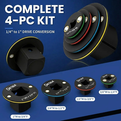 4PCS Low Profile Impact Socket Adapter Set – Compact Ratchet Adapters for Tight Spaces
