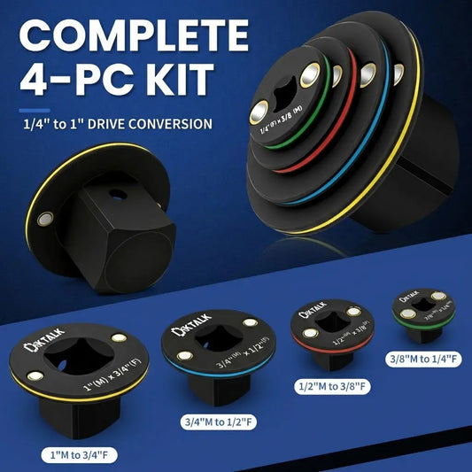 4PCS Low Profile Impact Socket Adapter Set – Compact Ratchet Adapters for Tight Spaces
