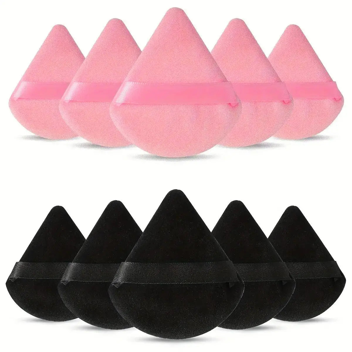 10-Pack Reusable Triangle Powder Puffs, Soft Plush Makeup Sponges for Face Powder