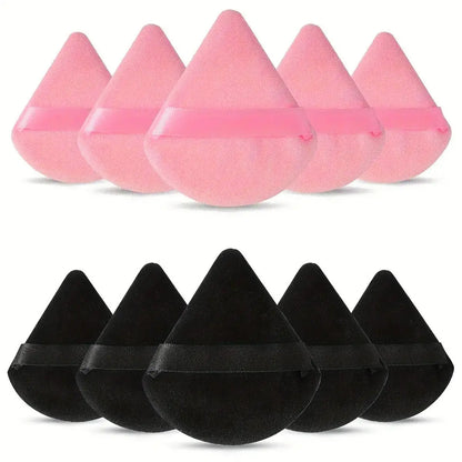 10-Pack Reusable Triangle Powder Puffs, Soft Plush Makeup Sponges for Face Powder