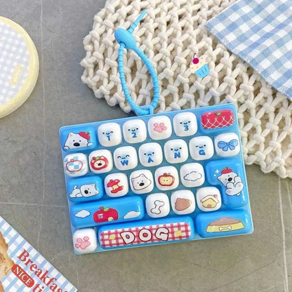 ⌨️🐾 26-Key Cartoon Animal Keyboard Keychain, Stress Relief Fidget Toy & Fun Mood Booster Gift ✨💖