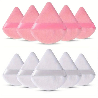 10-Pack Reusable Triangle Powder Puffs, Soft Plush Makeup Sponges for Face Powder