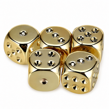 Gold Dice Set, 5-Piece Premium Tabletop Dice for Games & Collectors
