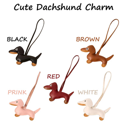 Cute Dachshund Keychain & Bag Charm, PU Leather Puppy Pendant, Y2K Accessory for Women & Men
