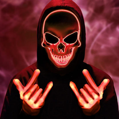 Halloween LED Skull Mask & Gloves Set – Light-Up Skeleton Cosplay Accessories for Costume Parties & Spooky Events