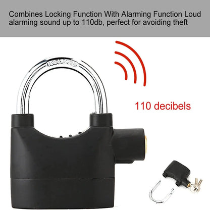 110 dB Alarm Padlock with 3 Keys, Heavy-Duty Outdoor Security Lock for Garages, Fences & Storage Units