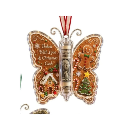 Christmas Cash Gift Ornament, Butterfly Money Holder with Clear Acrylic Display, 5PCS Set