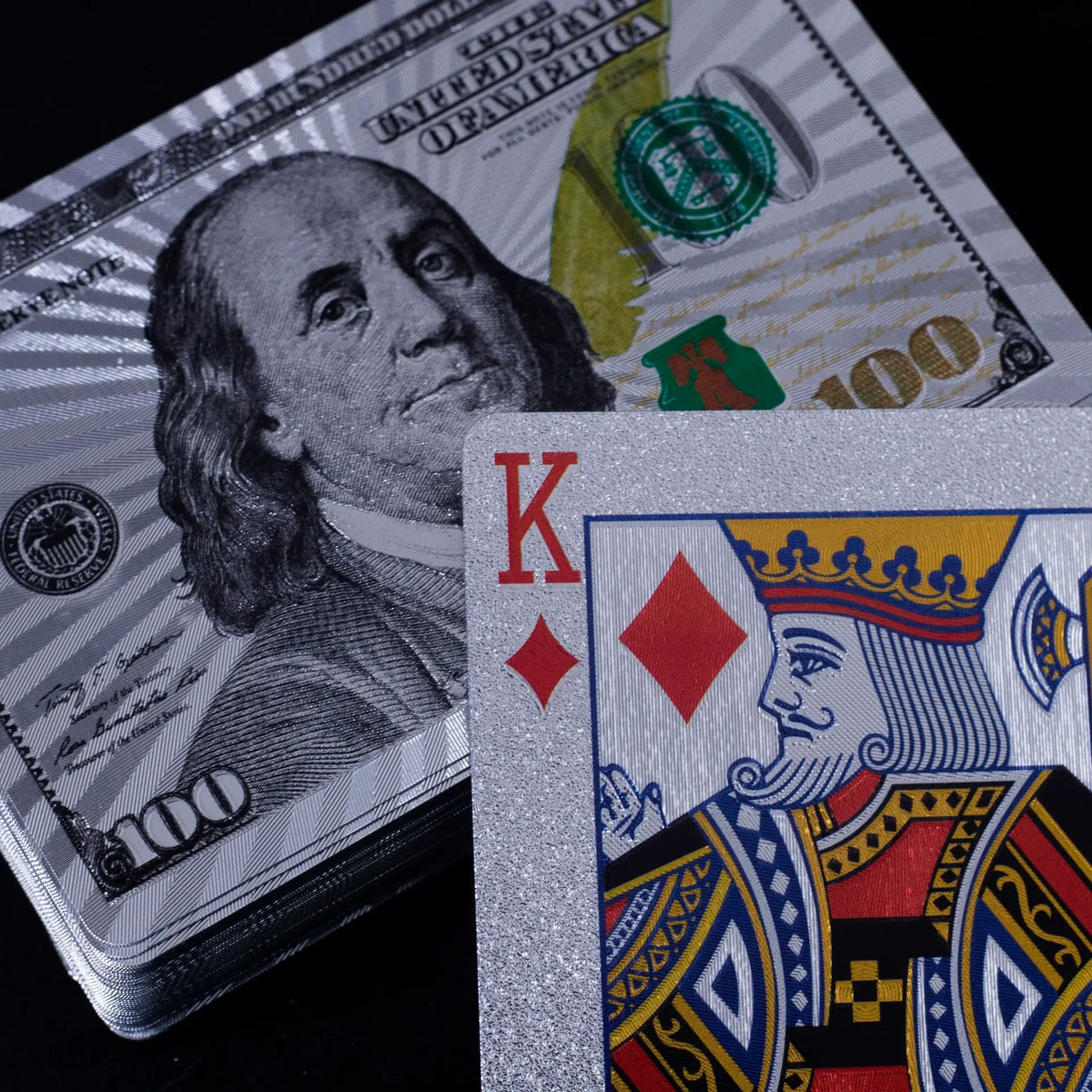 C-Note Metallic Waterproof Playing Cards – Premium Diamond Finish Gold & Silver Poker Deck