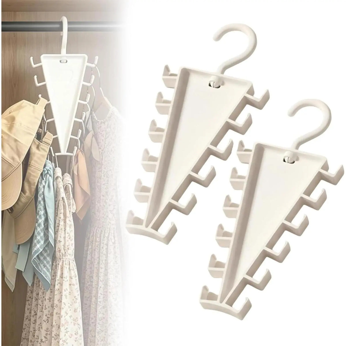 V-Shaped 360° Rotating Closet Organizer Hanger, Space-Saving 12-Hook Storage Rack