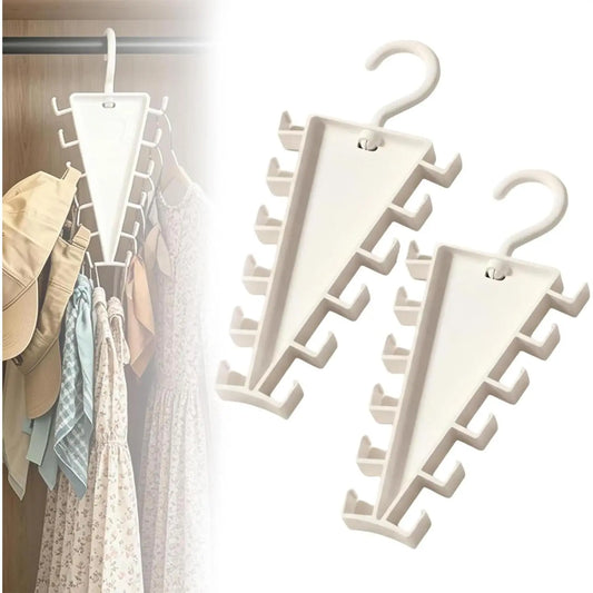 V-Shaped 360° Rotating Closet Organizer Hanger, Space-Saving 12-Hook Storage Rack