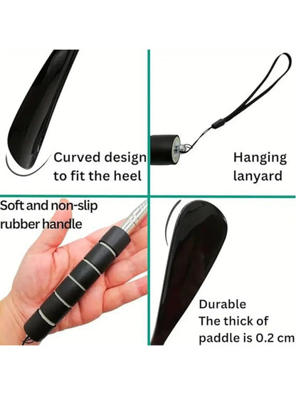 Metal Shoe Horn, Portable Long Handle Shoe Horn, Extra Long Handle Shoe Assistant for Men Women, Shoehorn