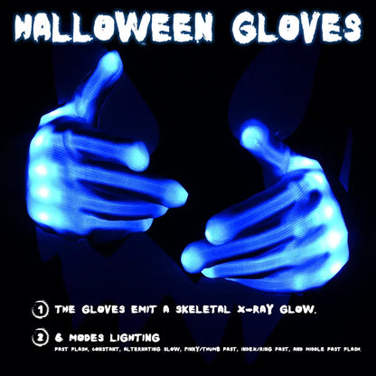 Halloween LED Skull Mask & Gloves Set – Light-Up Skeleton Cosplay Accessories for Costume Parties & Spooky Events