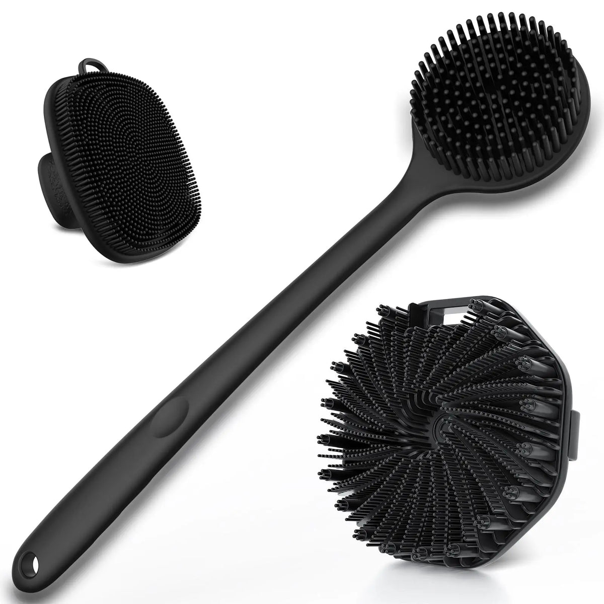 Silicone Bath Brush Set, Portable Non-slip Skin-friendly Face and Back Brush, Body Scrubber with Foot Scrubber, Exfoliating Bath Accessories, Body Care Tool