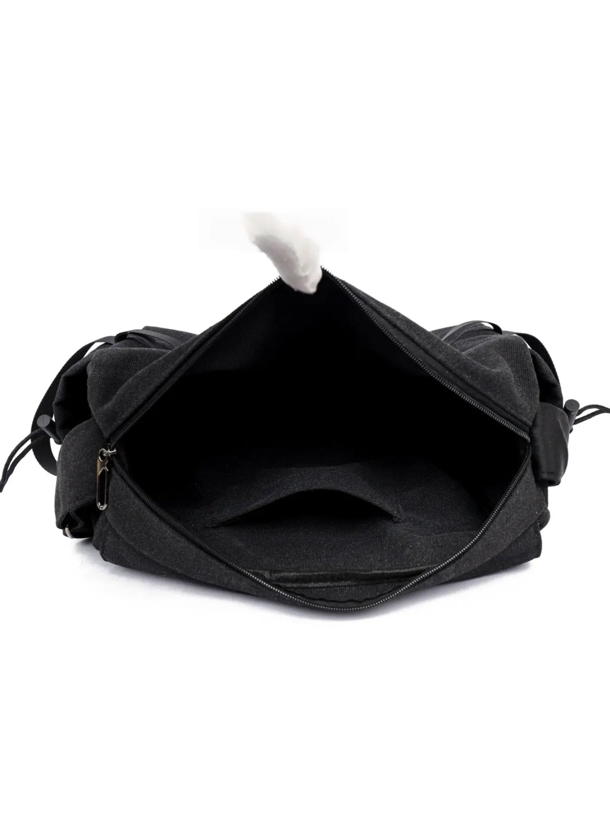 Men's Canvas Crossbody Bag with Cartoon Charm
