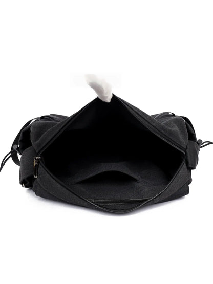Men's Canvas Crossbody Bag with Cartoon Charm