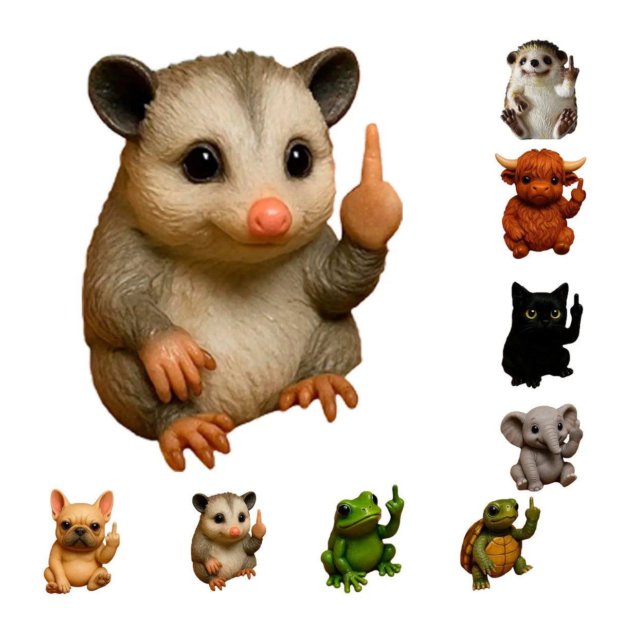 Funny Mini Middle Finger Animal Statue, Cute Desktop & Car Gag Decor