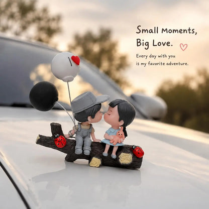 Whimsical Cartoon Couple Car Ornament, Cute Interior Decoration, Girly Car Accessory & Gift for Teen Girls