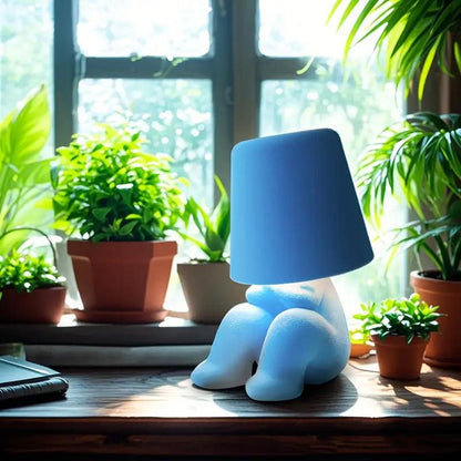 Touch Control Thinker Statue Table Lamp, 3-Way Dimmable LED Bedside Light with USB Port, Modern Bedroom & Home Decor