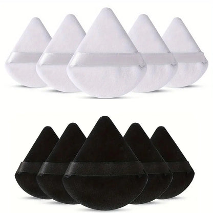 10-Pack Reusable Triangle Powder Puffs, Soft Plush Makeup Sponges for Face Powder