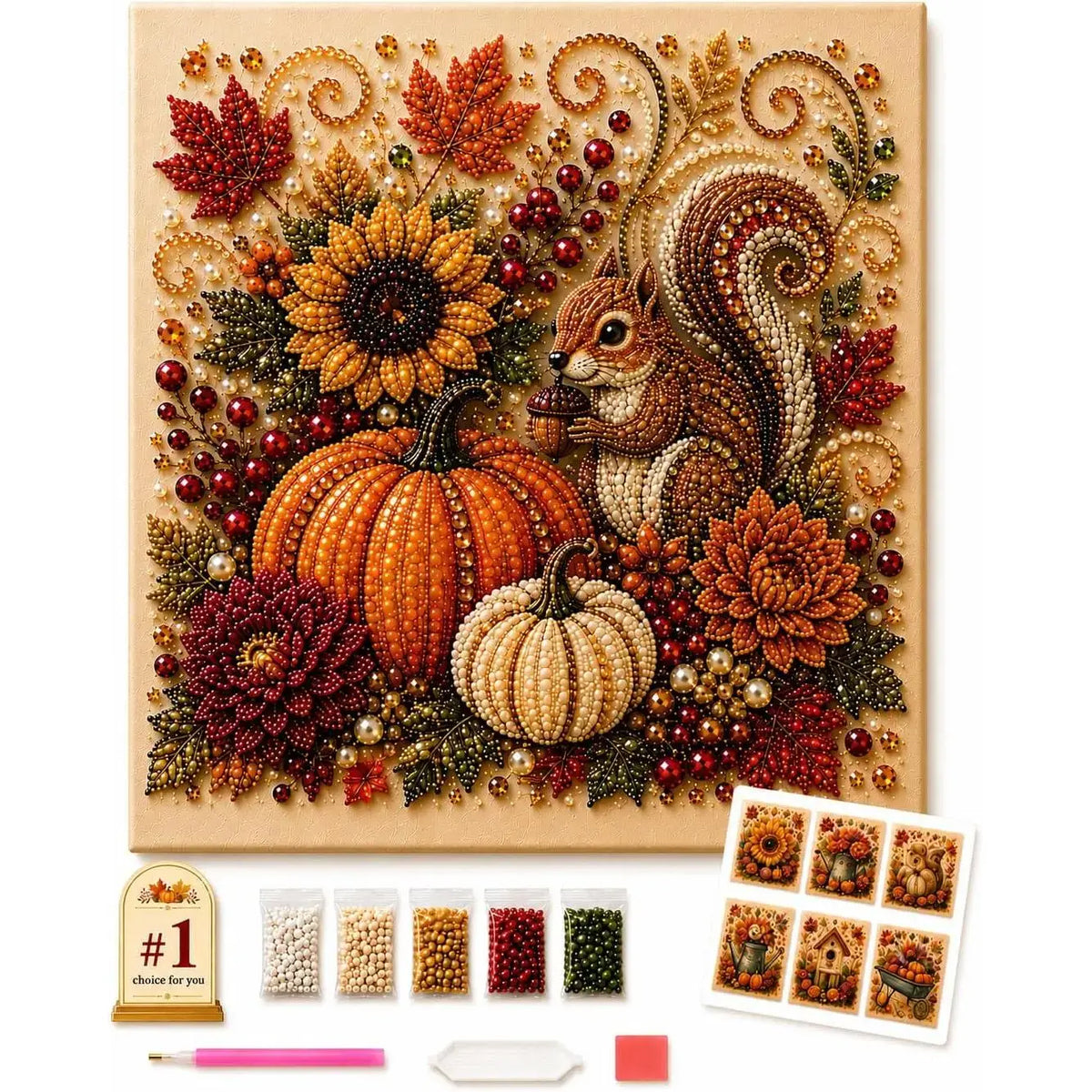 🎃✨ Autumn Pumpkin Pearl Painting Kit, 12×12in DIY Sparkling Craft Set for Adults 🍂🖌️