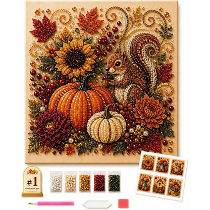 🎃✨ Autumn Pumpkin Pearl Painting Kit, 12×12in DIY Sparkling Craft Set for Adults 🍂🖌️