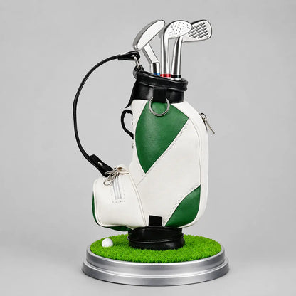Golf Bag Pen Holder Set with 3 Golf Club Pens – Creative Desktop Organizer & Gift for Golf Lovers