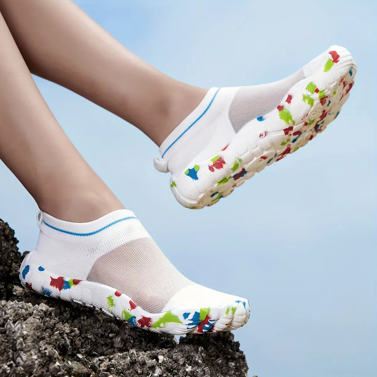 Women’s Quick-Dry Water Shoes, Stretchy Breathable Swim & Beach Shoes with Soft EVA Sole