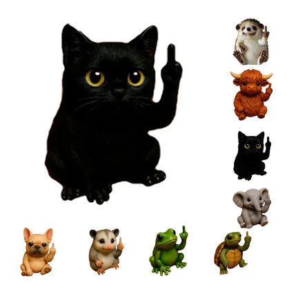 Funny Mini Middle Finger Animal Statue, Cute Desktop & Car Gag Decor