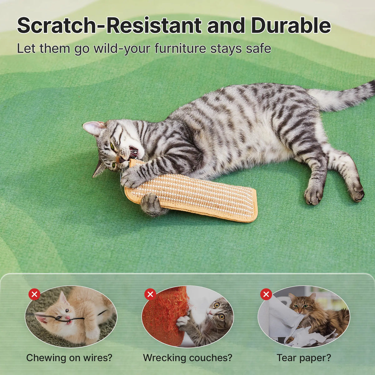 Interactive Catnip Chew Toy for Cats, Bite-Resistant Sisal Claw Toy with Organic Catnip for Indoor Cats