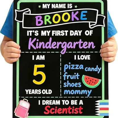 Reusable First & Last Day of School Chalkboard Sign for Kids, Back to School Photo Prop