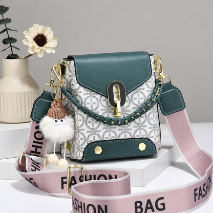 🖤👜 Women’s Cute Checkered Mini Crossbody Bag, Nylon Purse with Pom Pom Charm & Adjustable Strap ✨🎒