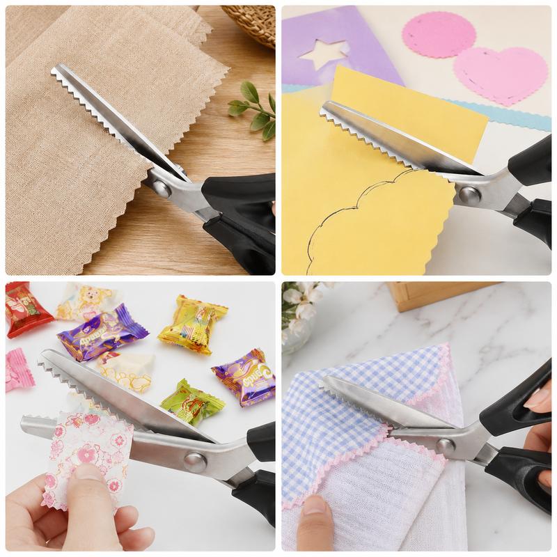 Stainless Steel Zig Zag Pinking Shears, Sharp Serrated Sewing Scissors for DIY Crafts & Dressmaking