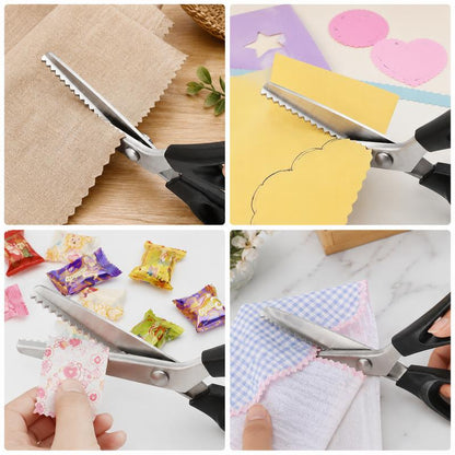 Stainless Steel Zig Zag Pinking Shears, Sharp Serrated Sewing Scissors for DIY Crafts & Dressmaking