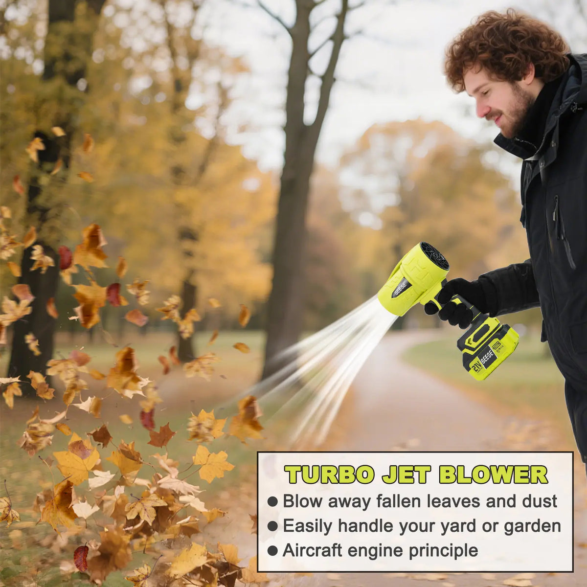 Cordless Turbo Jet Blower–High-Power Rechargeable Air Duster for Car Drying, Leaf Blowing, Dust Cleaning & Outdoor Use