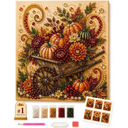 🎃✨ Autumn Pumpkin Pearl Painting Kit, 12×12in DIY Sparkling Craft Set for Adults 🍂🖌️