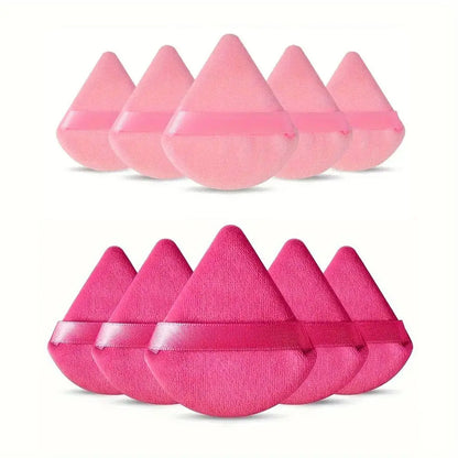 10-Pack Reusable Triangle Powder Puffs, Soft Plush Makeup Sponges for Face Powder