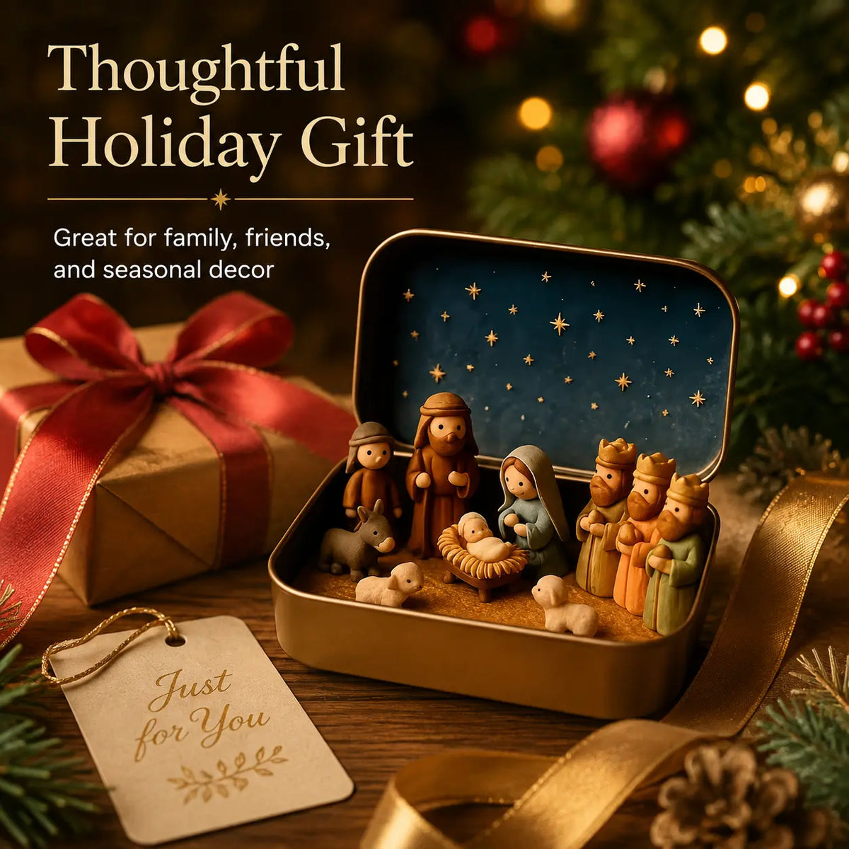 Mini Nativity Scene Set with Storage Box 🎄✝️ Hand-Painted Christmas Figurines, Portable Holiday Decor & Gift 🎁✨