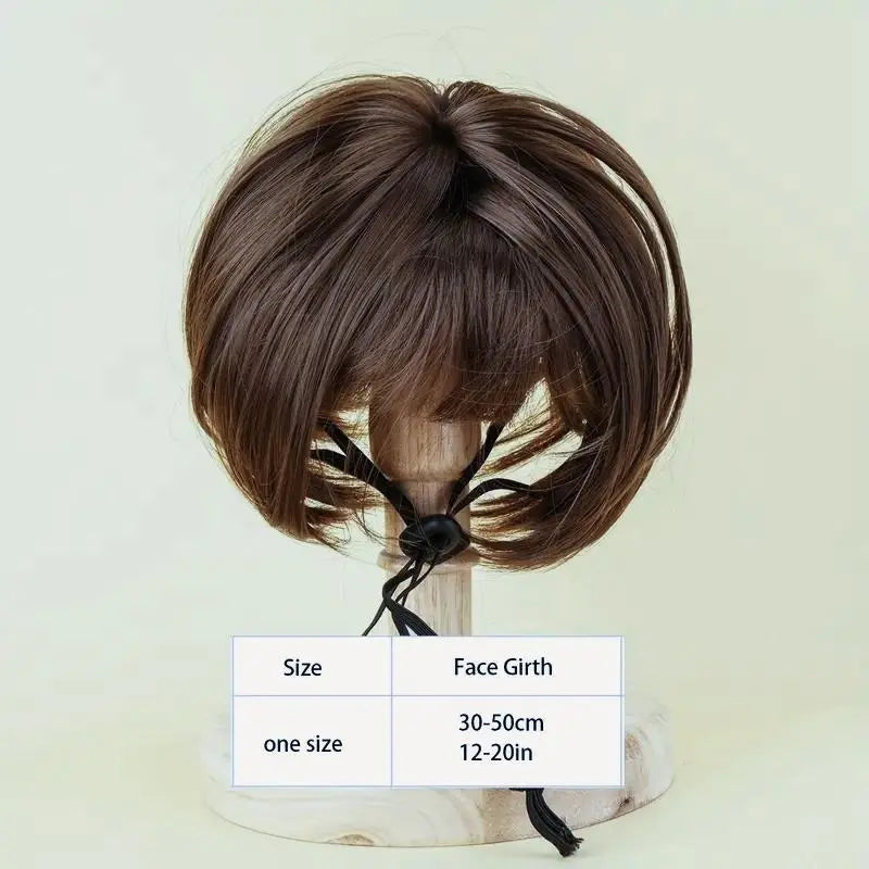 Cute Short Hair Wig Pet Headband, Funny Pet Wig Hair Accessories for Dogs & Cats, Valentine's Day Gift