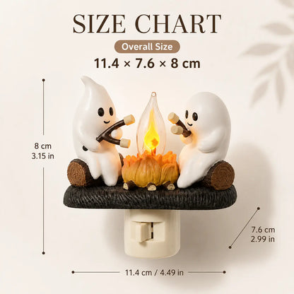 3D Flickering Campfire Plug-In Night Light, Cute Resin LED Holiday Decor for Bedroom & Hallway