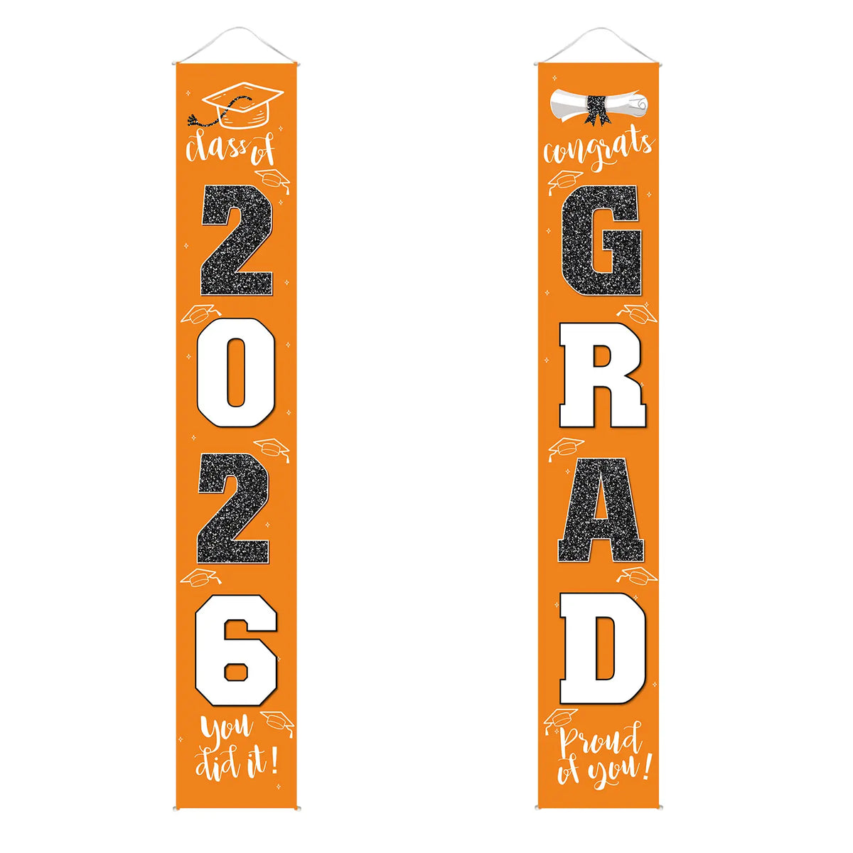 Class of 2026 Graduation Door Hanger, Blue & Silver Congrats Grad Porch Banner, Graduation Party Decoration
