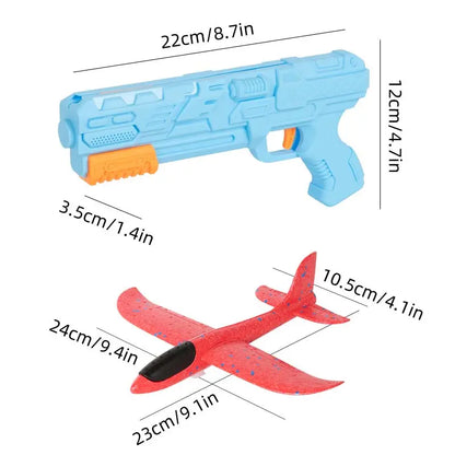 Foam Aircraft Toy with Launcher, 1 Set Outdoor Interactive Airplane Toy, Party Lawn Toy and Birthday Gift for Boys and Girls