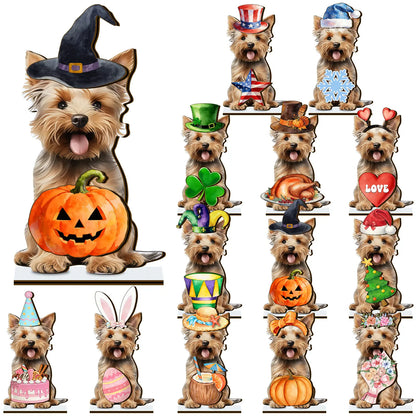 Halloween Golden Retriever Desk Sign with Magnetic Hat, Cute Wooden Decor for Dog Lovers & Pet Families