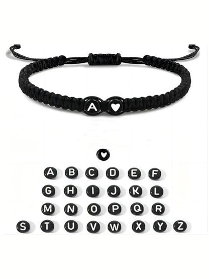 Letter & Heart Braided Bracelet – Adjustable Unisex Bracelet