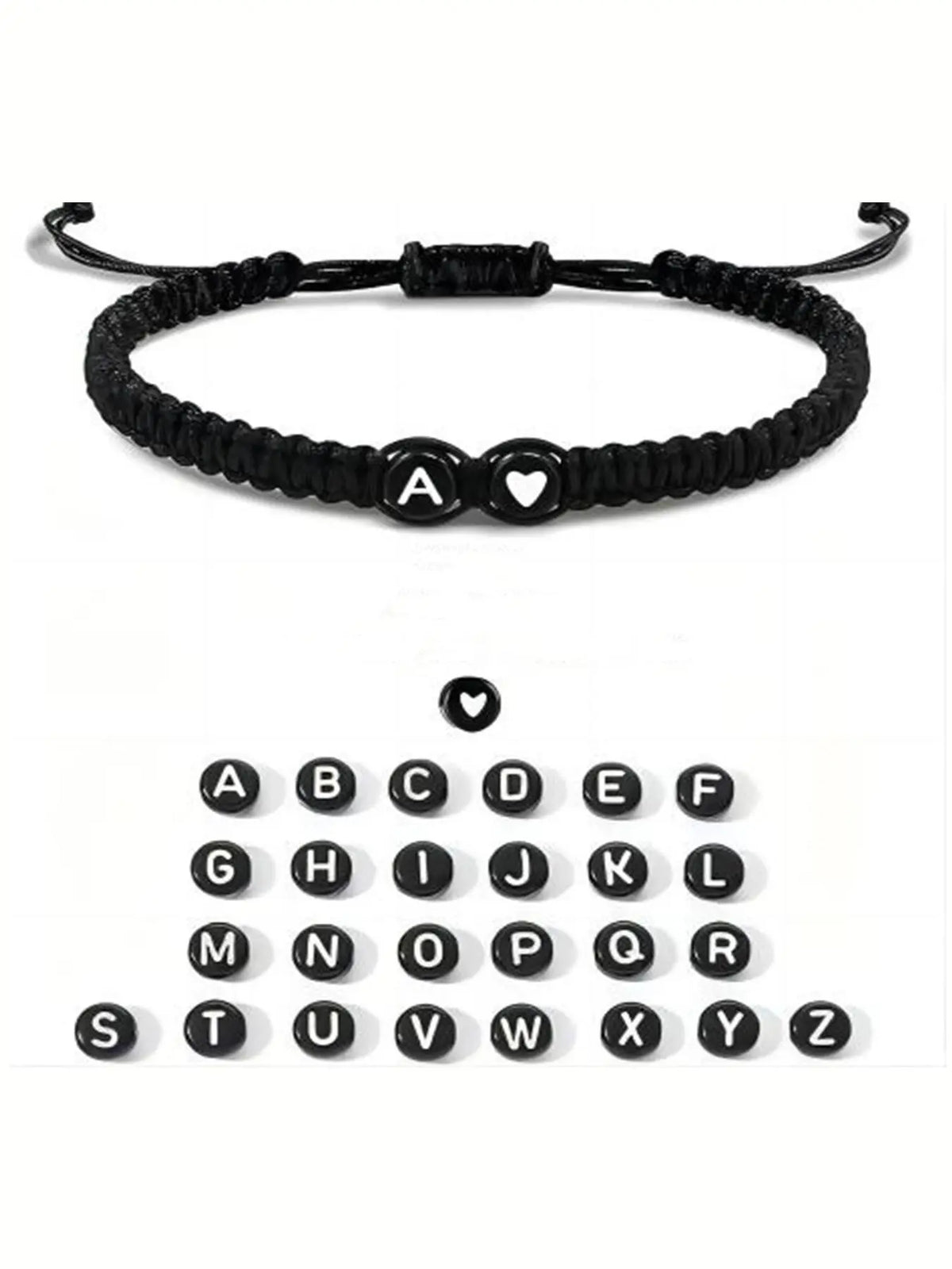 Letter & Heart Braided Bracelet – Adjustable Unisex Bracelet