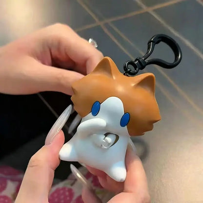 1pc Interactive Pull-String Cat Backpack Charm – Cute Moving Plush Keychain & Bag Accessory