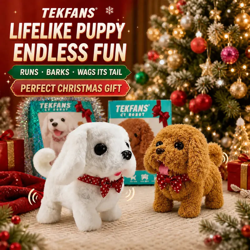 1pc Realistic Robotic Puppy Plush Toy, Interactive Walking, Barking & Tail-Wagging Dog, Cute Christmas & Birthday Gift