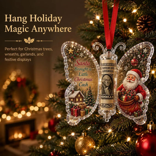 Christmas Cash Gift Ornament, Butterfly Money Holder with Clear Acrylic Display, 5PCS Set