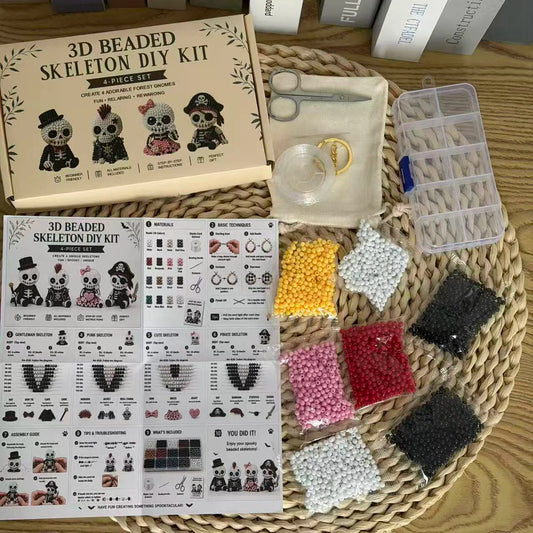 3D Beaded Skeleton DIY Craft Kit for Halloween Ornaments and Gifts